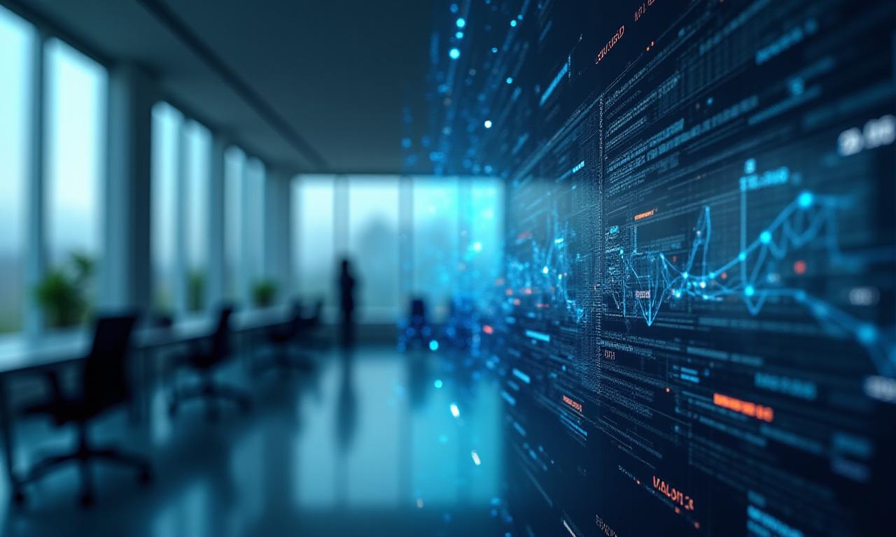 Abstract data visualization with performance marketing metrics